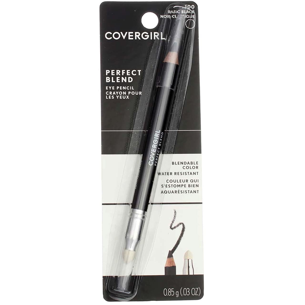 CoverGirl Perfect Blend Eye Pencil, Basic Black [100], 0.03  (Pack of 7)