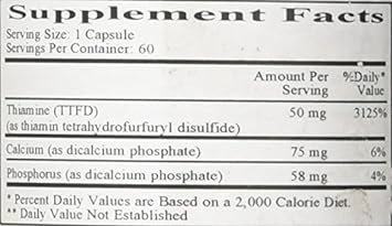 Ecological Formulas Allithiamine Vitamin B1 50 Mg, White, 60 Count
