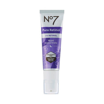 No7 Pure Retinol 1% Night Concentrate - Anti Wrinkle Serum with Collagen & Niacinamide, 30