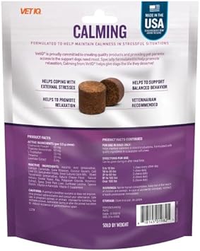 VetIQ Calming Support Supplement for Dogs, Calming Chews Help Manage Stress and Promote Relaxation, Anxiety Relief for D