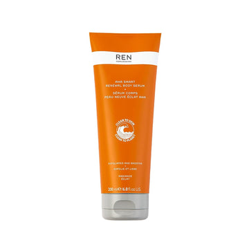 REN Clean Skincare - AHA Smart Renewal Body Serum - Exfoliating Body Serum with AHAs & Xylitol, Smooths Strawberry Legs, Cruelty-Free