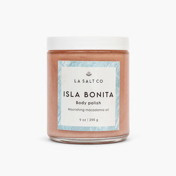LA SALT CO Isla Bonita Exfoliating Body Polish Scrub, 9  | Hydrating and Moisturizing for Rough, Dry Skin | Light Tropical oral Scent | 100% Vegan and Certified Cruelty Free