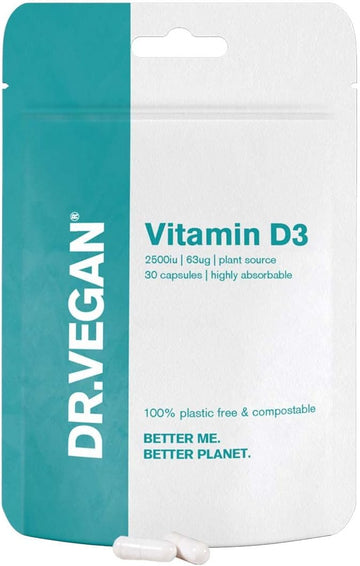 Dr.Vegan Daily Vitamin D3, 2500Iu (63Mcg) | 30 Vegan Capsules | One-A-20 Grams