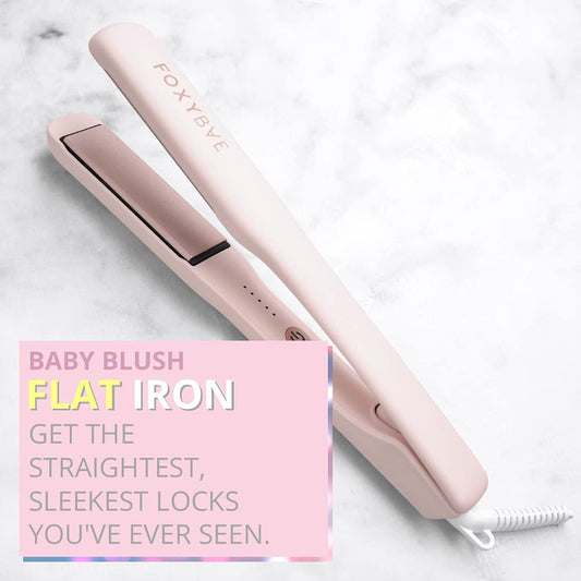 FoxyBae Baby Blush at Iron - Ceramic Tourmaline Technology - Hair Straightener with Negative Ions - Straightens & Curls Hair - Professional Salon Grade Hair Styling Tool (1 Inch)