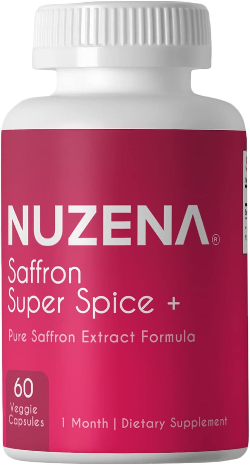 Nuzena Saffron Super Spice +, 88.5mg per Serving Saffron Extract Capsules, Pack of 60 Made in USA Vegan, Non-GMO Pure Sa