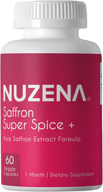 Nuzena Saffron Super Spice +, 88.5mg per Serving Saffron Extract Capsules, Pack of 60 Made in USA Vegan, Non-GMO Pure Sa