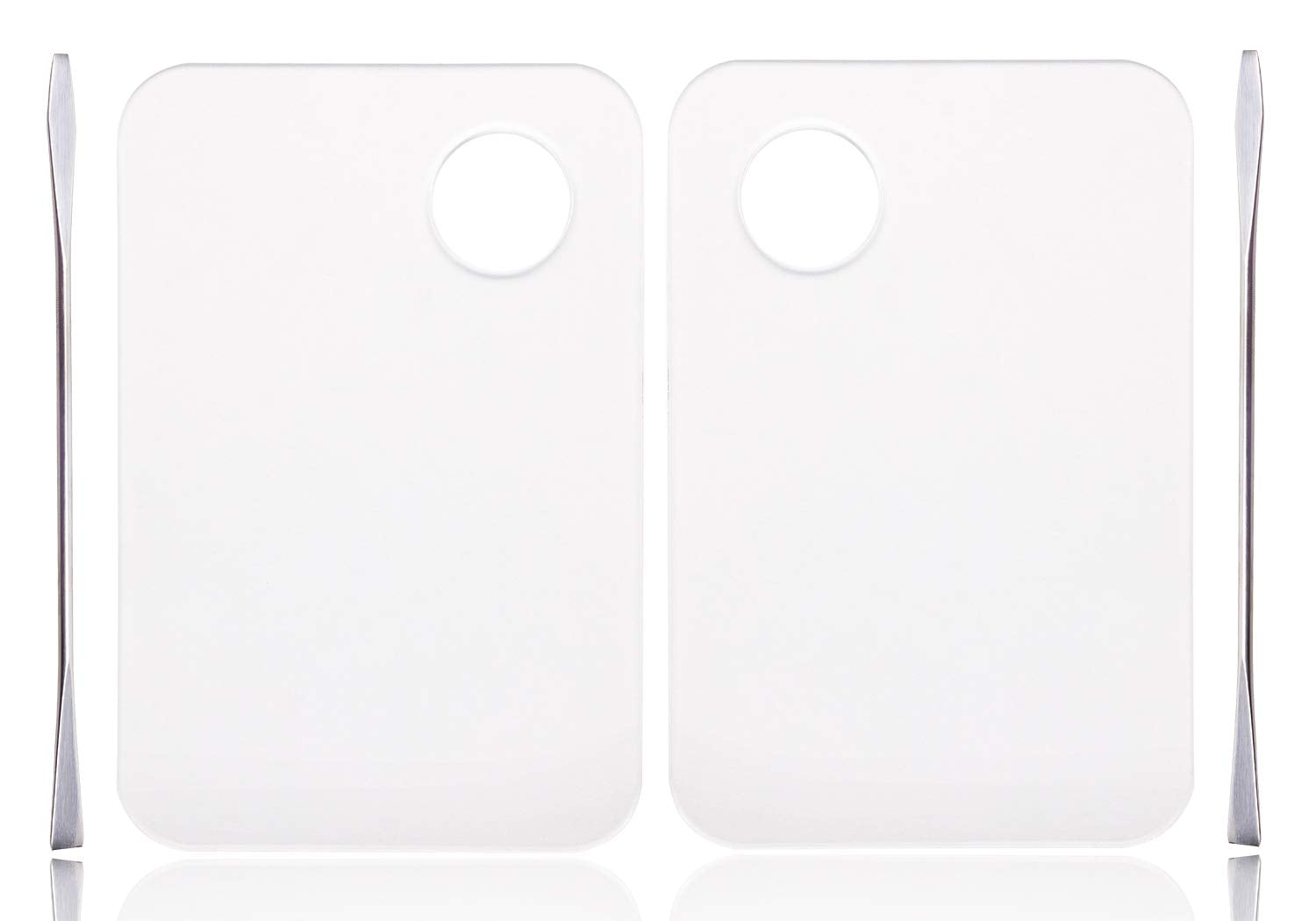 ONLYKXY 2 Pieces Makeup Palette and Spatula, Acrylic Cosmetic Palette, Nail Art Eye Shadow Lipsticks Mixing Makeup Tools