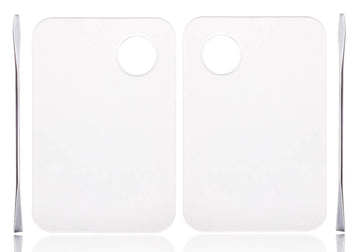 ONLYKXY 2 Pieces Makeup Palette and Spatula, Acrylic Cosmetic Palette, Nail Art Eye Shadow Lipsticks Mixing Makeup Tools