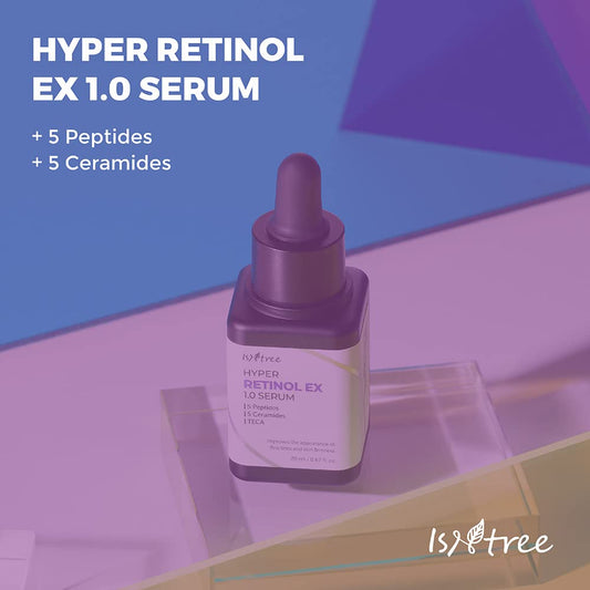 ISNTREE Hyper Retinol EX 1.0 Serum 20 | 5 Peptides | 5 Cermaides | Helps Reduce Fine Lines