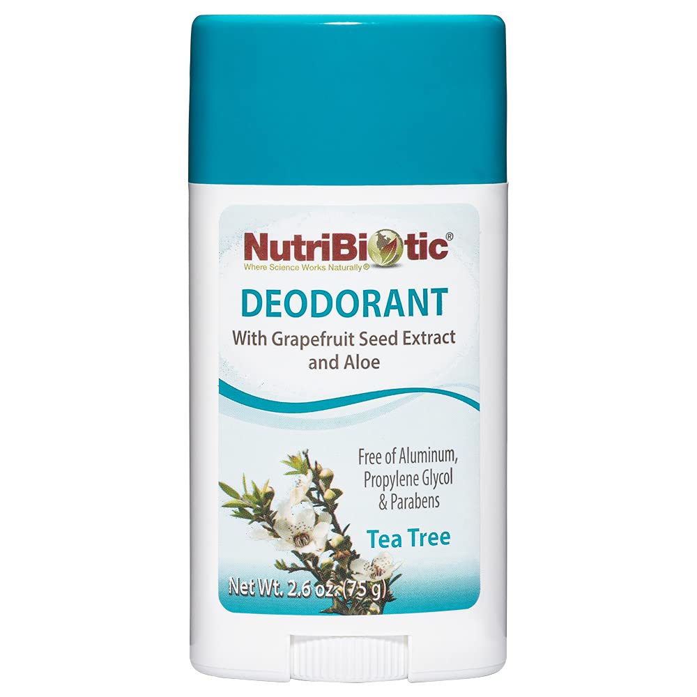 NutriBiotic Deodorant, Tea Tree with GSE, 2.6  Stick | with Witch Hazel, Grapefruit Seed Extract, Aloe, Tea Tree & Peppermint | Vegan & Free of Aluminum, Paraben, Phthalates, Gluten & GMOs