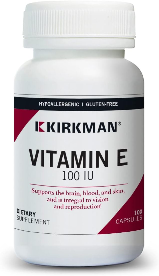 Kirkman Vitamin E 100 IU - Hypoallergenic || 100 Vegetarian Capsules |