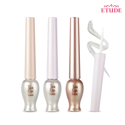 ETUDE Tear Eye Drop Liner 8g #3 Pure Sparkling Pearl (21AD) | Long-Lasting Liquid Glitter Eye Makeup with Shiny Magical Sparkle | K-Beauty