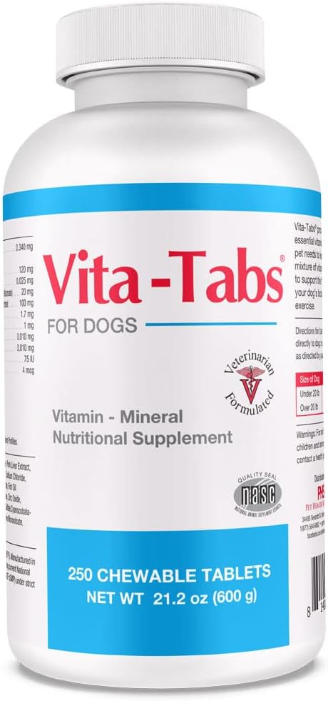Vita-Tabs - Essential Vitamins, Minerals, Nutrients - Health Supplement for Dogs - Support Immune System, Bones - Liver