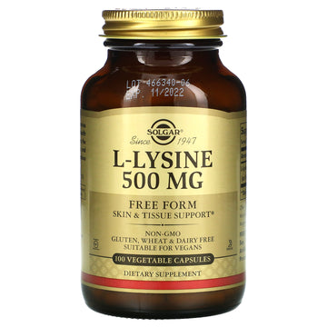 Solgar, L-Lysine, Free Form, 500 mg Vegetable Capsules