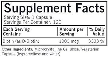 d-Biotin 1000 mcg Capsules - Hypo - 120 count