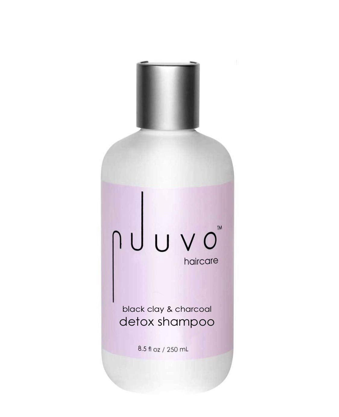 Nuuvo Haircare Black Clay & Charcoal Detox Shampoo - 8.5, Clarifying Shampoo, Cleanses Hair, Removes Product Build Up, Soothes Scalp Irritation & Dandruff, Salon-Quality, Use on All Hair Types
