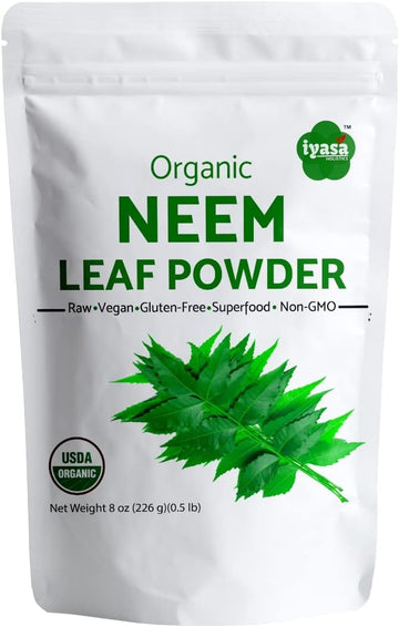 Iyasa Holistics Organic Neem Powder, USDA Certified Ayurveda herb, Supports Blood and Liver Purification, Promotes Healt