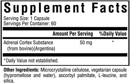 Seeking Health Adrenal Cortex, 50 mg per Capsule, Supports Healthy Ner1 Ounces
