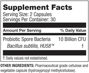 Microbiome Labs Hu58 Digestive Probiotic - Bacillus Subtilis Spore Pro1.76 Ounces