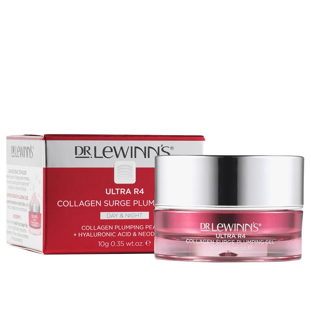 Dr. Lewinn's Ultra R4 Collagen Surge Plumping Gel - Collagen Face Cream Pearls, Hyaluronic Acid, Neodermyl Facial Skin Care Products, Skin Firming & Tightening Lotion, Day/Night Moisturizer for Face