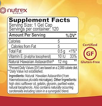  Nutrex Hawaii Bioastin Hawaiin Astaxanthin 12mg - 120 Gel C
