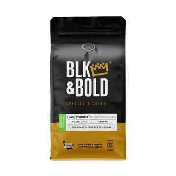 BLK & Bold | Limu Ethiopia Single Origin | Fair Trade Certified | Light Roast | Ground Coffee | bag