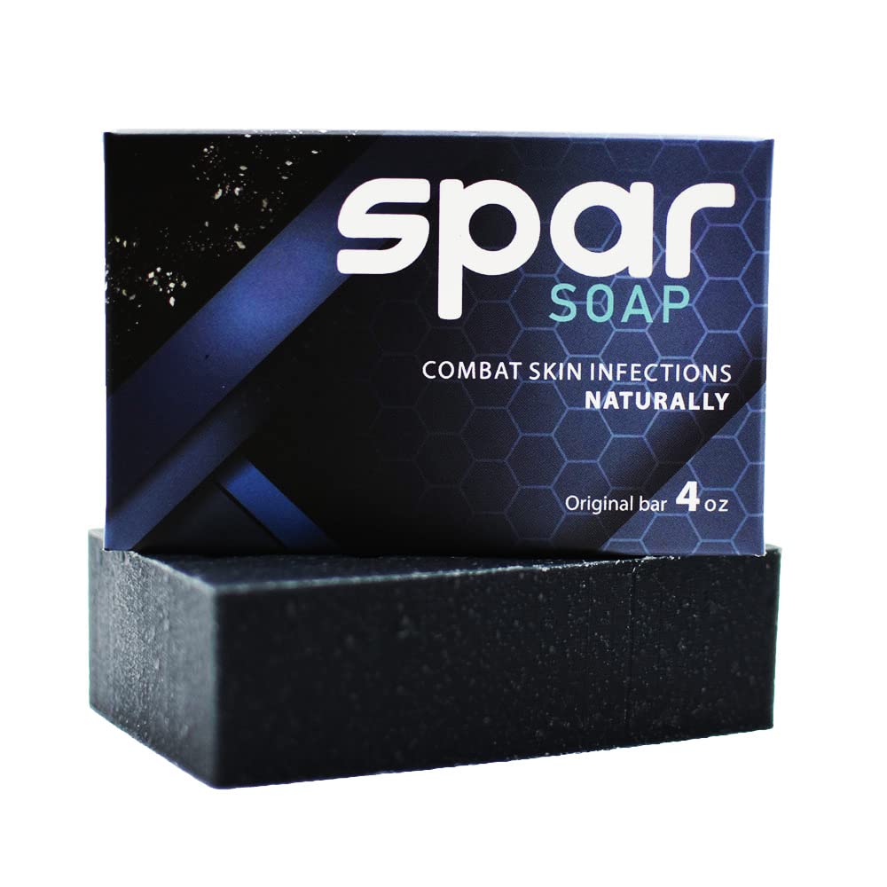 Spar Soap Original Antifungal Antibacterial Bar | Tea Tree, Charcoal, Lemongrass, Peppermint | Great for Body Odor, Jock Itch, Ringworm, Athlete’s Foot | Ideal for contact based sport athletes