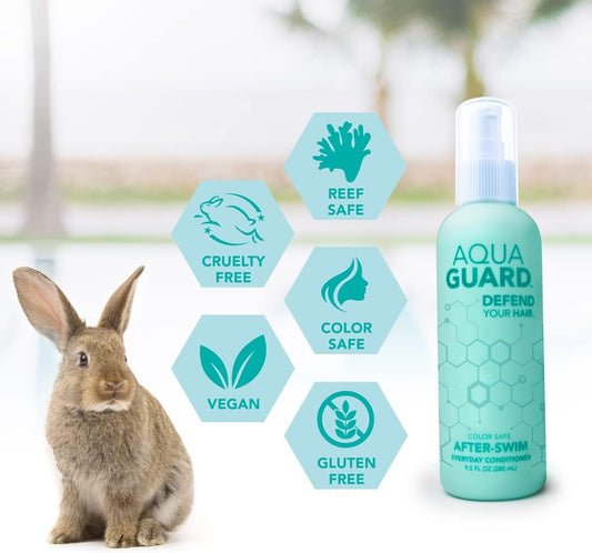 AquaGuard Everyday Conditioner for Pool Moms and Swimmers - Use Everyday and Keep The Chlorine Away - Paraben and Gluten Free, Vegan, Color Safe, Leaping Bunny Certified (2 Bottles)