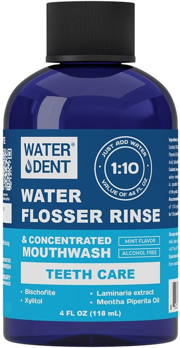 WATER DENT Water osser Rinse, IRRIGANT, Concentrate Mouthwash 1:10 = 44 ., Travel Size, Add to Water osser, Mint avor, Alcohol Free, uoride Free