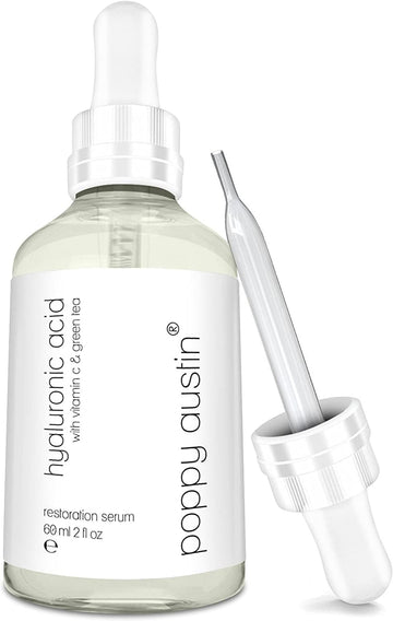 Poppy Austin 60 Face Serum- Pure Hyaluronic Acid Serum for Face- Cruelty-Free Hydrating Serum with Vitamin C- Anti Wrinkle & Anti Aging Serum Moisturiser, Reduces Dry Skin, Fine Lines & Wrinkles