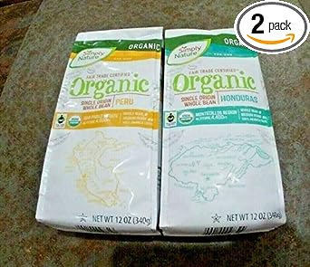 Simply Nature Organic Whole Bean Medium Rost Coffee Peru & Honduras (2 Pack)