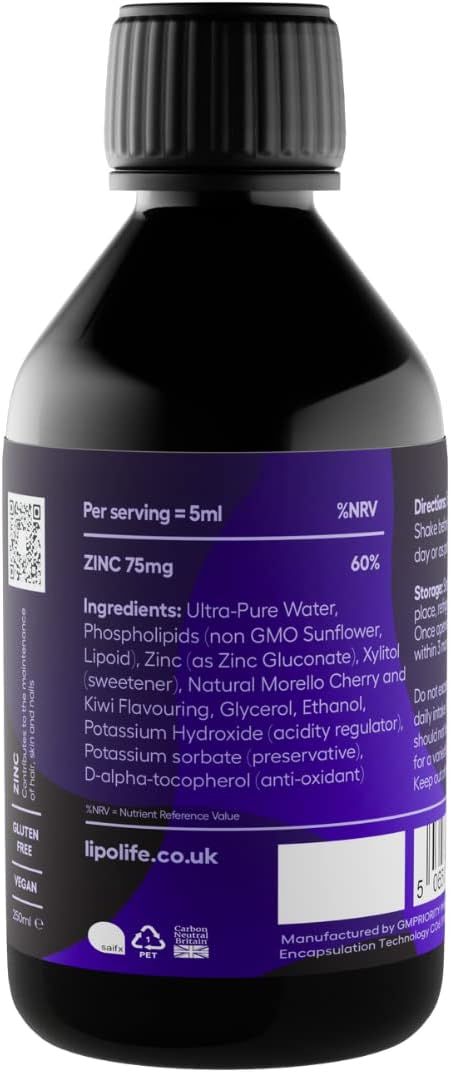 lipolife liposomal liquid Zinc supplement for optimal immune support L300 Grams