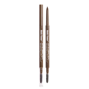 Music ower Micro Eyebrow Pencil Precise Defining Brow Pen w/Spoolie brush, Long Lasting Dual Ended Eyebrow Pen (#2 Khaki)