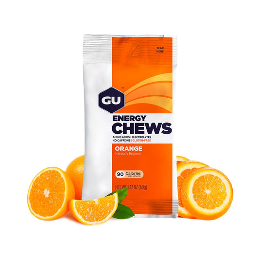 GU Energy Chews, Orange Energy Gummies with Electrolytes, 12 Bags (24 1.59 Pounds