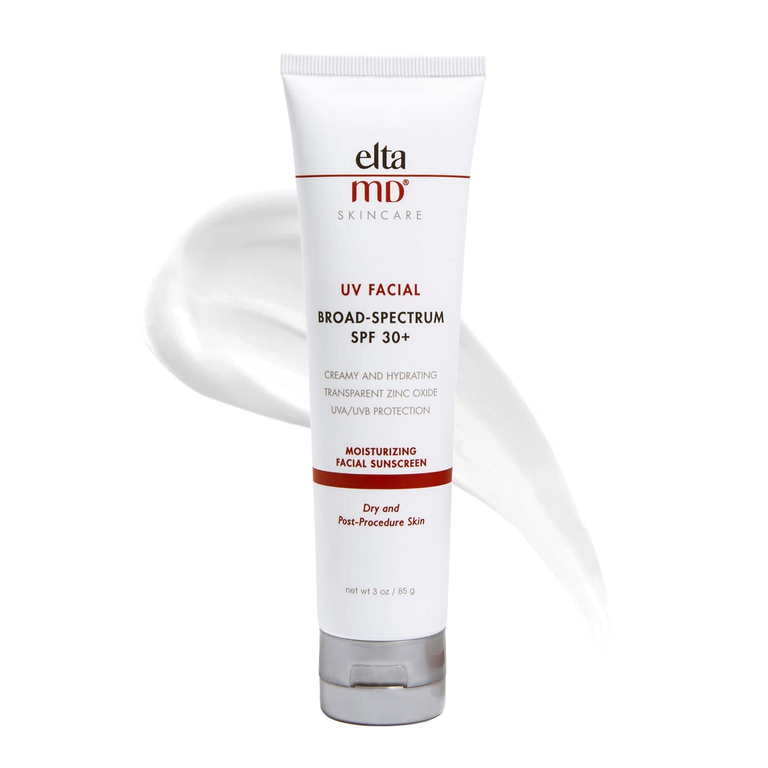 EltaMD UV Facial Sunscreen Moisturizer, SPF 30+ Moisturizing Sunscreen for Sensitive Skin and Dry Skin, Great for Boosting Skin Moisture and UV Protection, Formulated with Zinc Oxide, 3.0  Tube