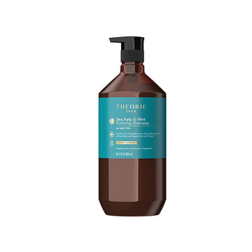Theorie Sea Kelp and Mint Purifying Shampoo - Clarify & Strengthen - Removes Access Oil - Suited for All Hair Types - Protects Color and Keratin Treated Hair, Pump Bottle / 800mL