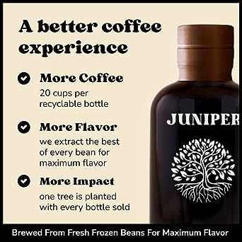 Juniper Ultra Coffee (Light): Low-Caffeine Organic Coffee Concentrate of Caffeine per serving - Create Delicious Iced or Hot Coffee in an Instant with 20 Servings Per Bottle (Light)
