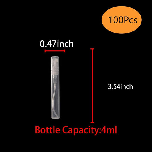 Mini Perfume Bottle 4 100pcs, Small Refillable Spray Bottle, Perfume Mouthwash Bottle for Cleaning, Travel, Essential Oils, Perfume