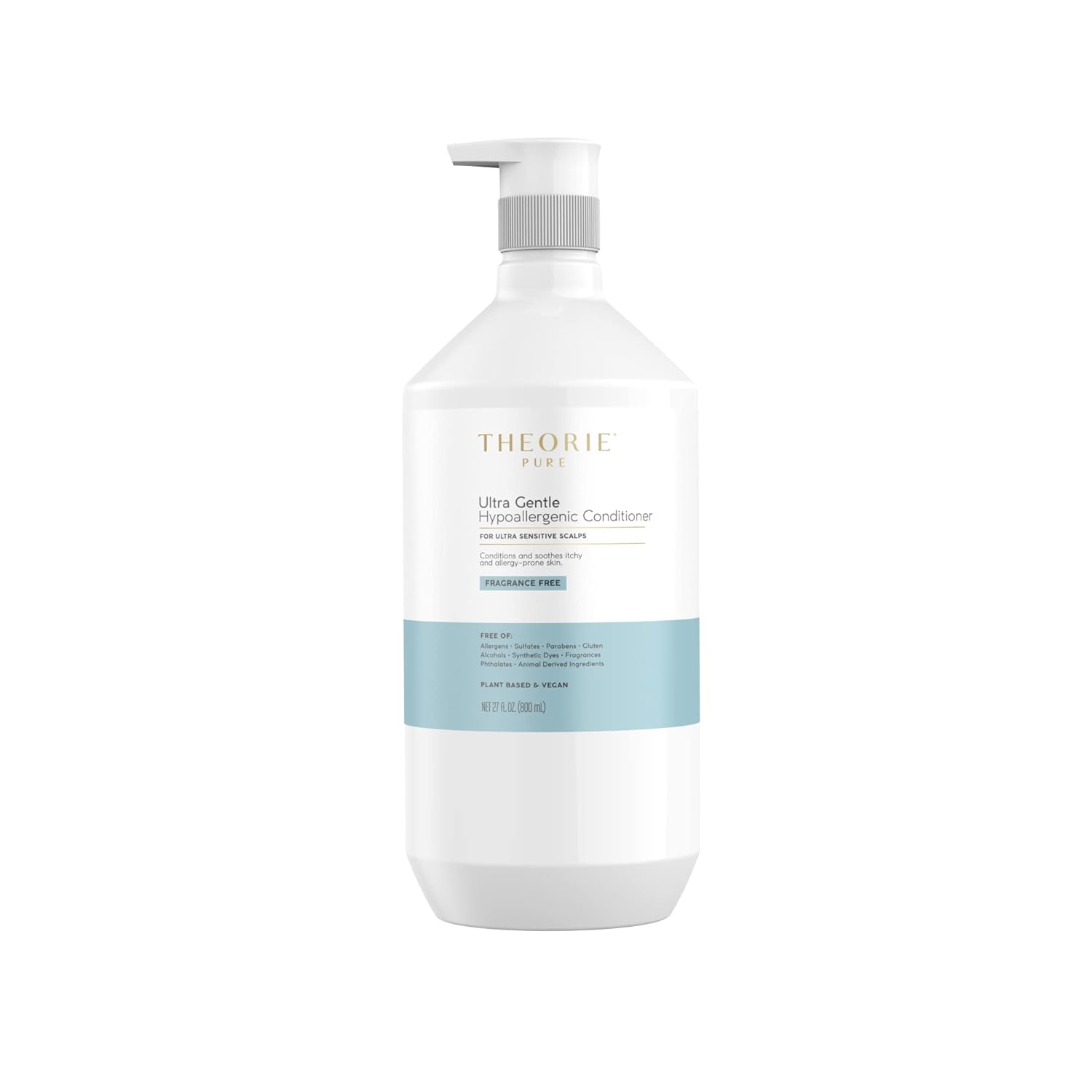 Theorie Pure Collection Hypoallergenic Conditioner -Plant-Based & Vegan - for Soothes Itchy & Allergy Prone Skin - Fragrance-free - Sensitive Scalp, Pump Bottle -800mL - 1 Pack