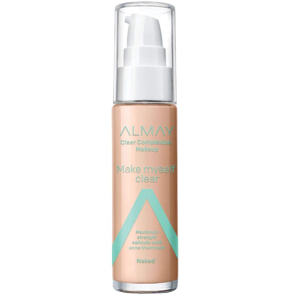 Almay Foundation, Acne Face Makeup with Salicylic Acid, Face Makeup with Skincare Ingredients, Matte Finish, Hypoallergenic, Cruelty Free, Dermatologist Tested Foundation, 300 Naked, 1