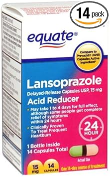 Equate Lansoprazole Acid Reducer Capsules, 14 Count