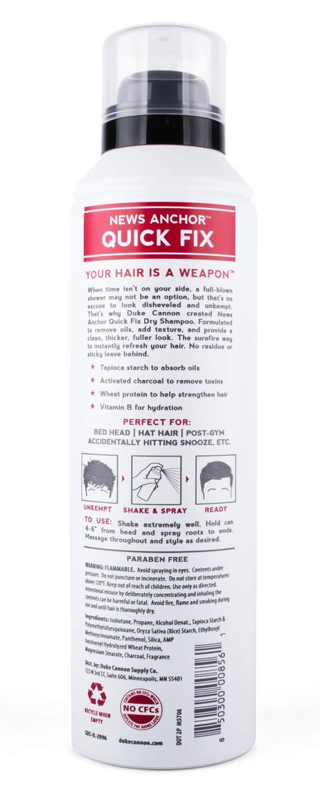 Duke Cannon News Anchor Quick Fix Dry Shampoo for Men, 5 Oun