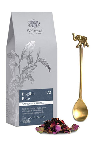 Whittard English Rose Loose Tea with a beautiful Handmade Tea Spoon. All carefully pack