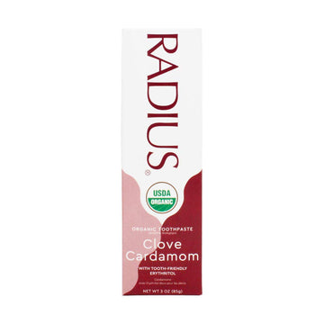 Radius USDA Organic Gel Toothpaste, Non Toxic, Designed to Improve Gum Health and Reduce the Risk Gum Disease, Red, Clove Cardamom, 3