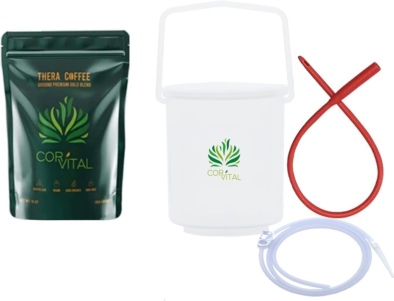 Cor-Vital Coffee Enema Kit For Colon Cleansing With 1 Lb Enema Coffee