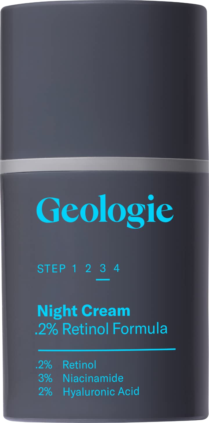 Geologie 0.2% Retinol Night Cream | Fights Wrinkles, Acne + Oily Skin | Contains 0.2% Retinol + 3% Niacinamide + 2% Hyaluronic Acid | 50
