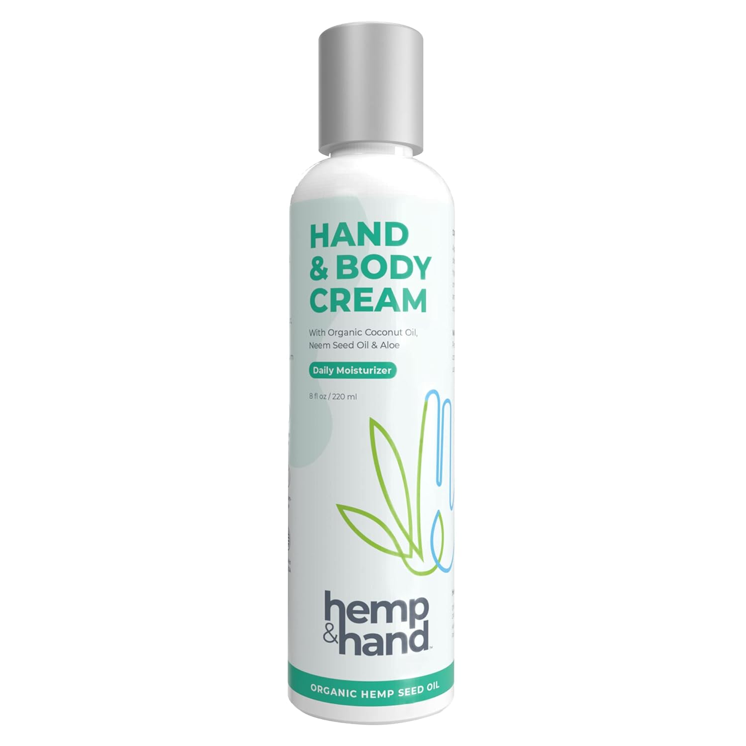 Hand and Body Cream with Organic Hemp Seed, Coconut and Neem Seed Oils with Aloe, Hydrating and Nourishing Daily Moisturizer - by Hemp and Hand