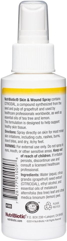 NutriBiotic Skin & Wound Spray with GSE, 4 Fl Oz | Grapefruit Seed Ext