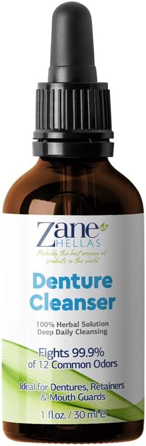 Zane Hellas Denture Cleaner. Oregano Oil Power. Ideal for Dentures, Retainers, Braces, Mouth Guards. Helps Remove Plaque, Tartar, Stains and Bad Odor. 100% Herbal Solution. 1 ..-30