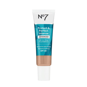 No7 Protect & Perfect Advanced All in One Foundation - Cool Beige - Age Defying Foundation Makeup with SPF 50 for Women - Makeup Base Cream Helps to Reduces Redness & Blurs Visible Pores (30)